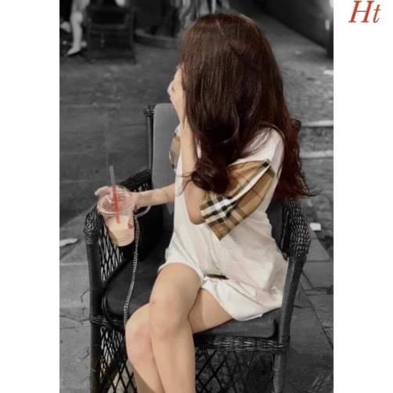 Áo thun nam nữ ngắn tay phối kẻ bbr unisex ht