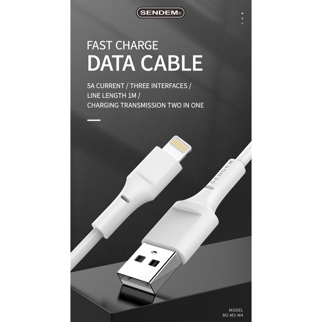 Cáp dữ liệu Sendem M4 5A sạc nhanh thông minh