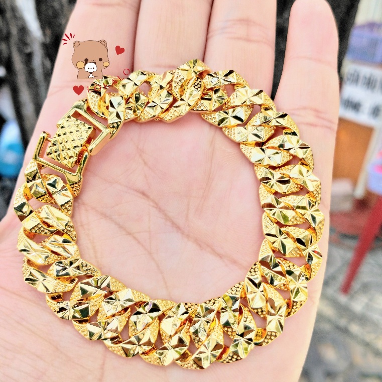 Lắc Tay Nữ Mạ Vàng 18K Kiểu Khía Cao Cấp (Freesize) - Đeo Làm Sáng Đôi Tay Chị Em