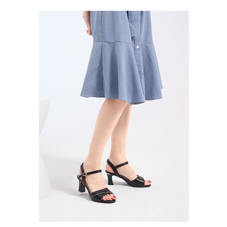 Sandal cao gót nữ dusto thời trang cồng sở đẹp cao cấp giá rẻ da mềm chắc chắn êm chân cao 7p màu đen, be-SDDT025