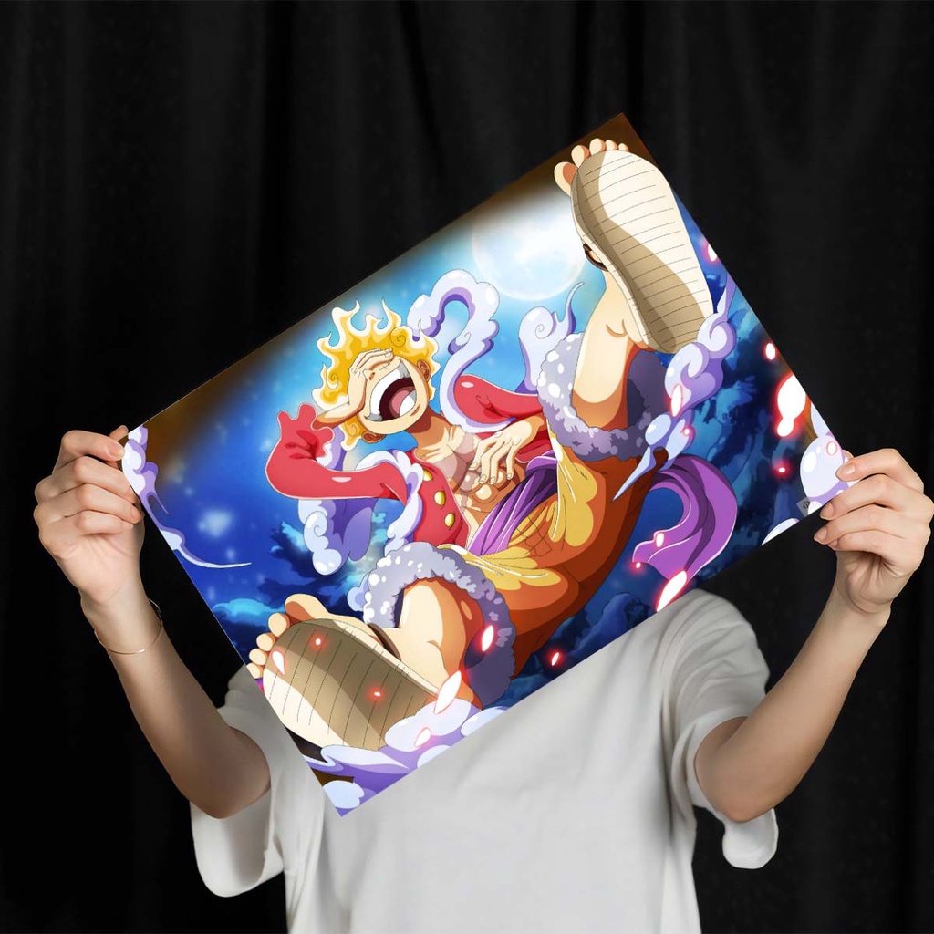 Poster Luffy Nika One Piece - Chất Liệu Giấy In Ảnh (Sẵn Keo Mặt Sau) - Tranh Dán Tường Trang Trí Nội Thất Siêu Tiện Lợi