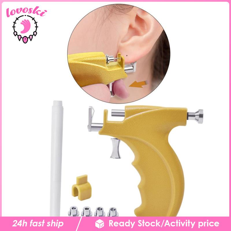 Dụng Cụ Xỏ Khuyên Tai Bằng Thép Không Gỉ Màu Vàng