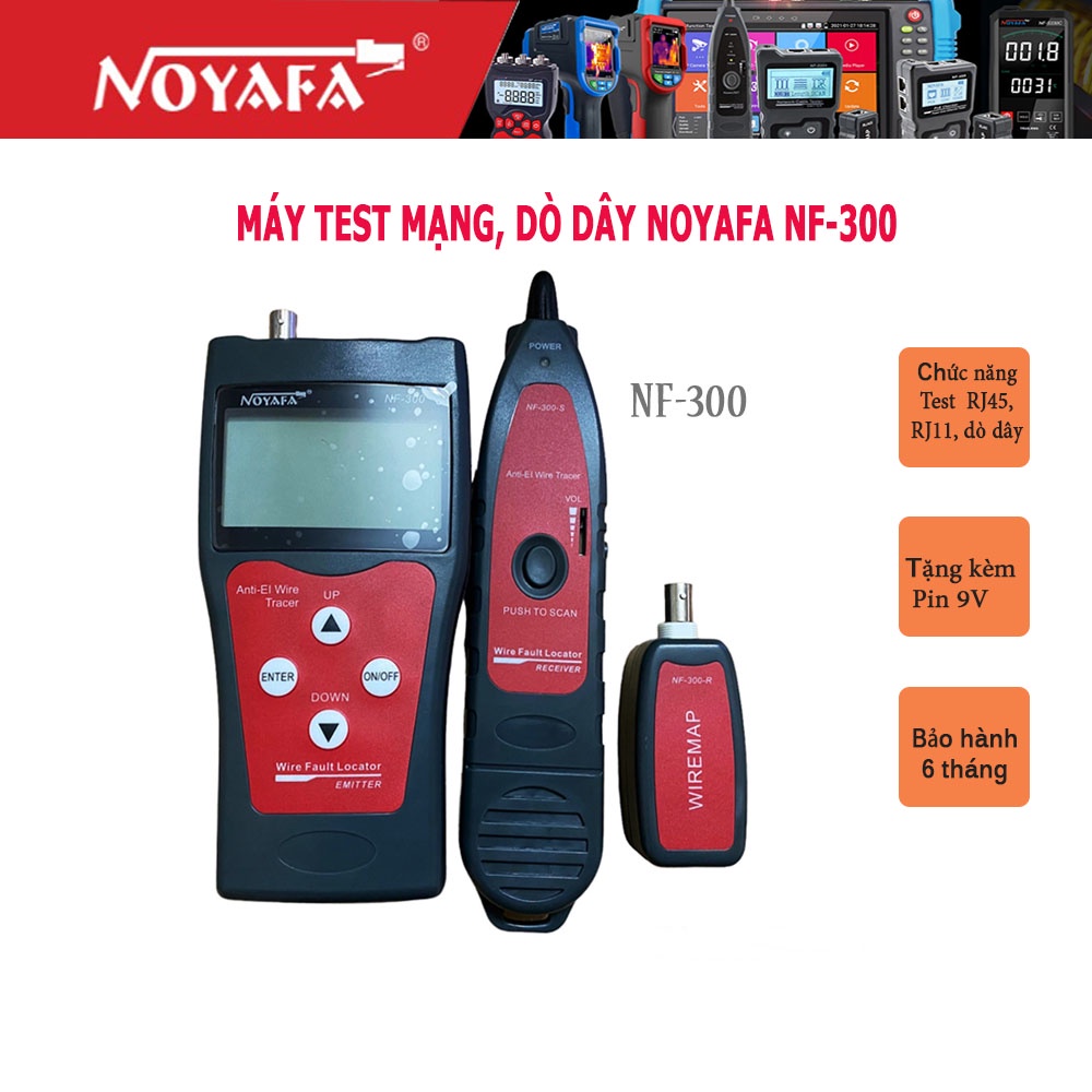 Máy test mạng Noyafa NF-300, chức năng test mạng thoại, BNC, dò dây, đo chiều dài, mét đứt - Hàng nhập khẩu chính hãng