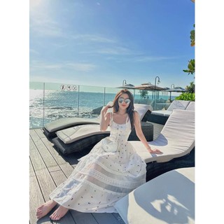 ( Sẵn hàng) Đầm váy maxi 2 dây hoa