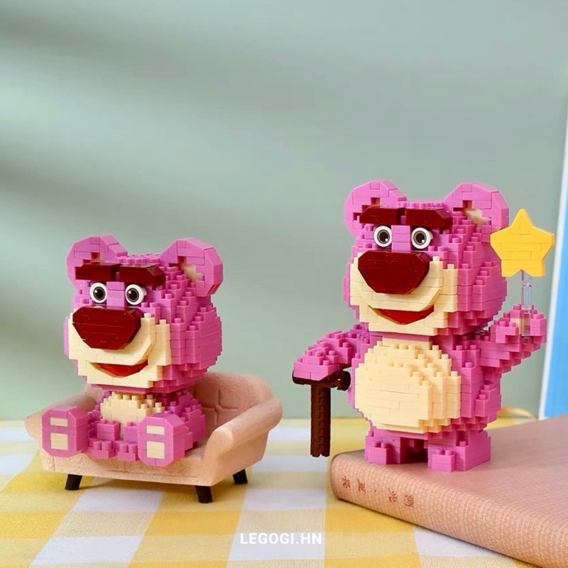 Đồ chơi xếp hình Legogi GẤU LOTSO NHỎ mô hình trang trí bàn học bàn làm việc quà tặng sinh nhật quà tặng bạn gái