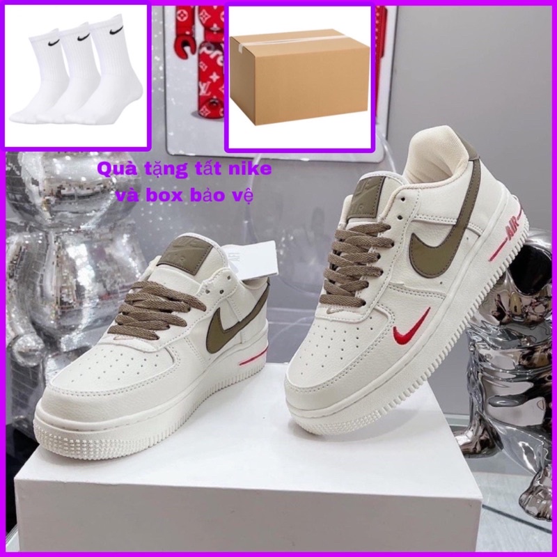 Giày Sneaker Air Force 1 Vệt Nâu, Giày AF1 Vệt Nâu Hàng Cao Cấp Full Box + Bill