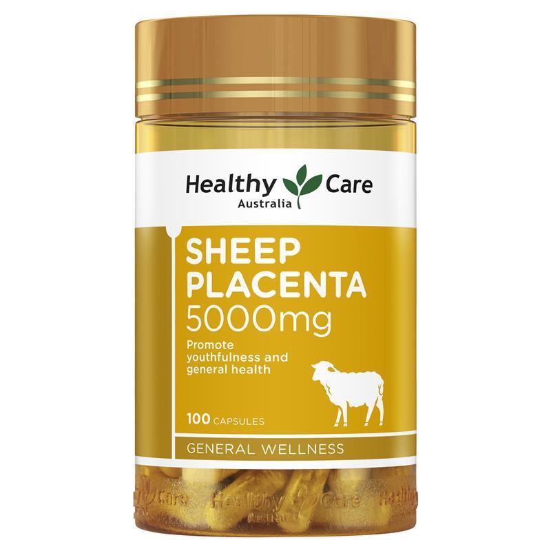 Nhau Thai Cừu Úc Healthy Care Sheep Placenta Giúp Làm Chậm Lão Hóa Da, Đẹp Da, Tăng Collagen 100 viên