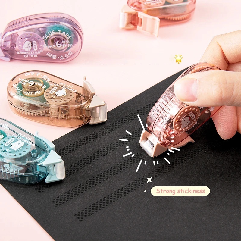 Cuộn Băng Keo Hai Mặt Trong Suốt Dài 8m Họa Tiết Chấm Bi Dùng Trang Trí Sổ Tay DIY