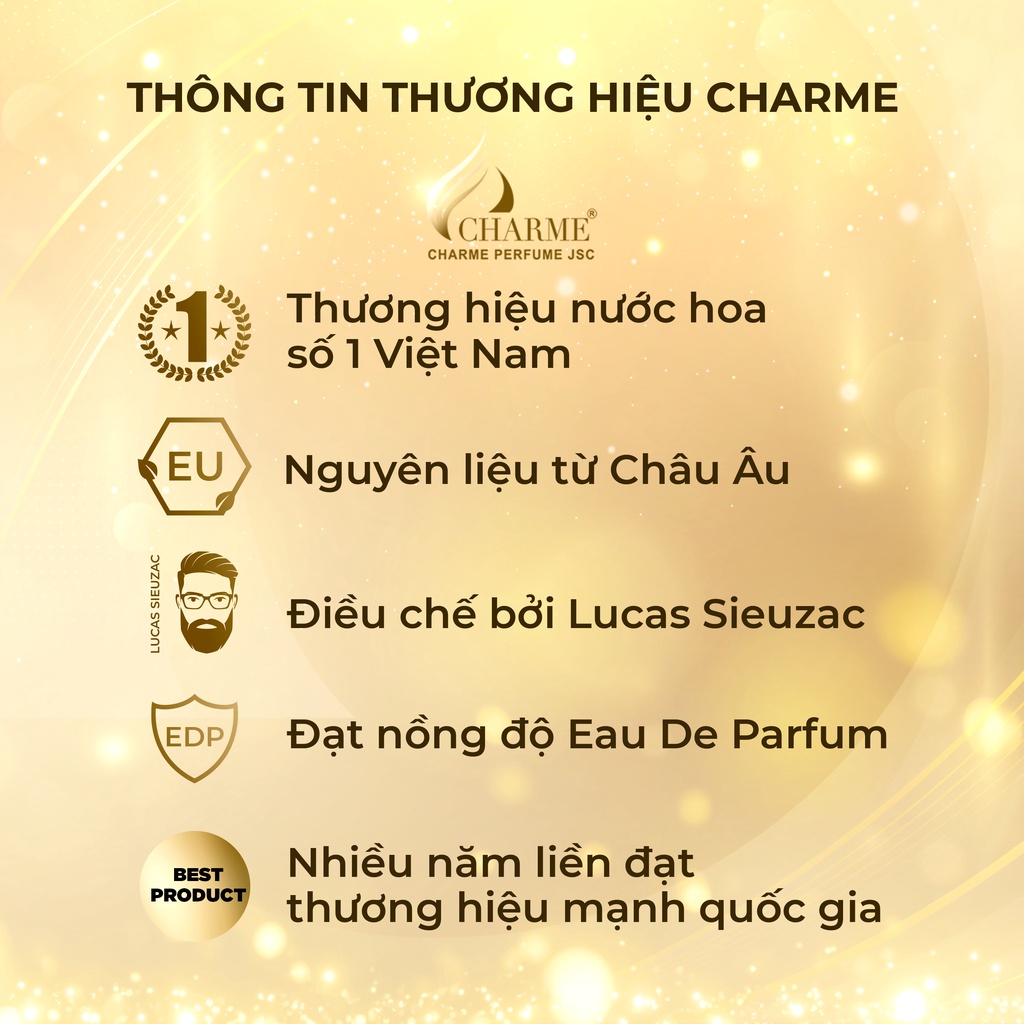 Nước hoa cho tóc, Charme Hair Mist, cho mái tóc ngạt ngào mùi hương, lưu hương cả ngày, 30ml