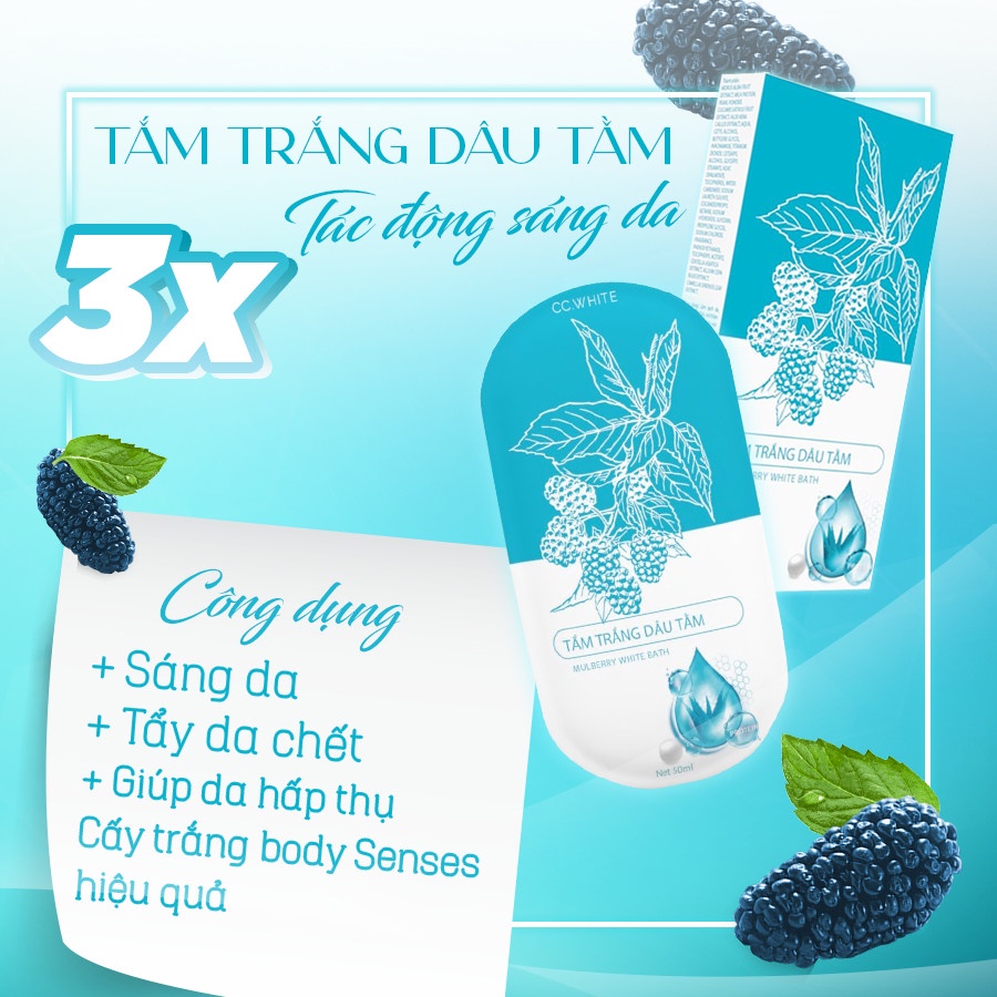 Kem body trắng da toàn thân SENSES WHITE, kem dưỡng da body hỗ trợ trắng sáng mờ thâm sạm mua 1 tặng 2 gói tắm trắng