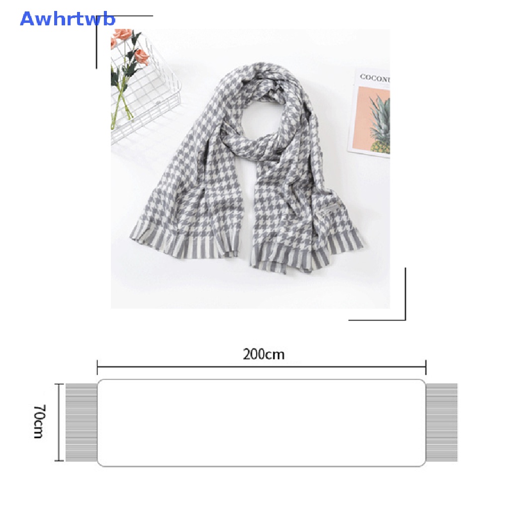 Khăn Choàng Cổ Cashmere Họa Tiết Sọc Ca Rô Đen Trắng Thời Trang Thu Đông Cho Nữ Mới