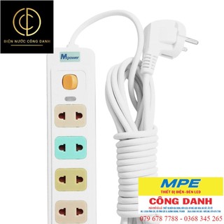 Ổ cắm điện 5 ổ 2 chân 1công tắc mpower mp-155, mp153 2500w
