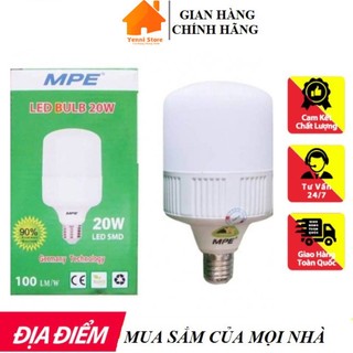 Bóng đèn led bulb trụ 15w, 20w, 30w, 40w, 50w mpe chính hãng