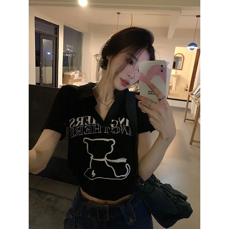 Áo Thun POLO Ngắn Tay Dáng Ôm In Họa Tiết Thời Trang Mùa Hè Cho Nữ