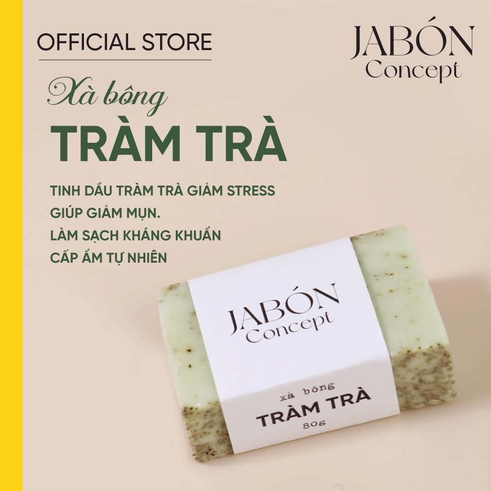 Xà Bông Handmade 80gram Bạc Hà và Tinh Dầu Tràm Trà Xà Phòng Hữu Cơ Giảm Mụn Thiên Nhiên Jabón Concept