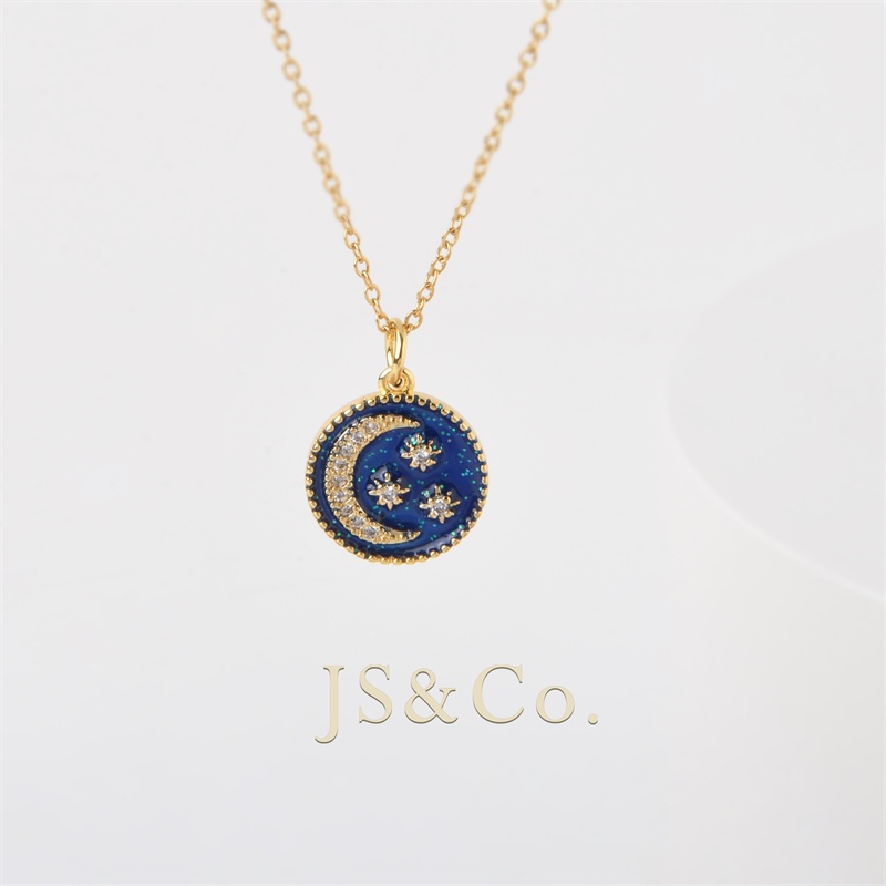 Js & Co. Vòng cổ Mạ Vàng 18K 1123n Mặt Trăng Và Ngôi Sao Không Gây Dị Ứng