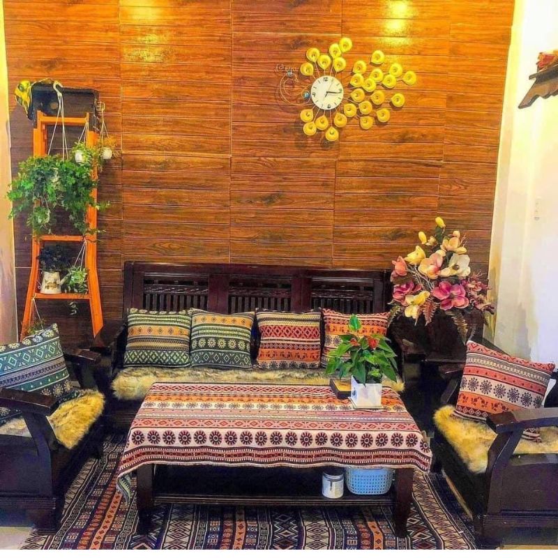 Vỏ gối vuông vải thổ cẩm kích thước 45x45