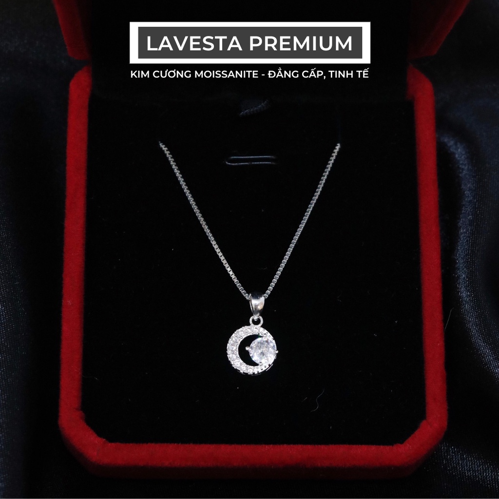 Dây chuyền kim cương Moissanite 5 ly kiểm định GRA LAVESTA KC42 mặt trăng mang vẻ đẹp cao sang, may mắn