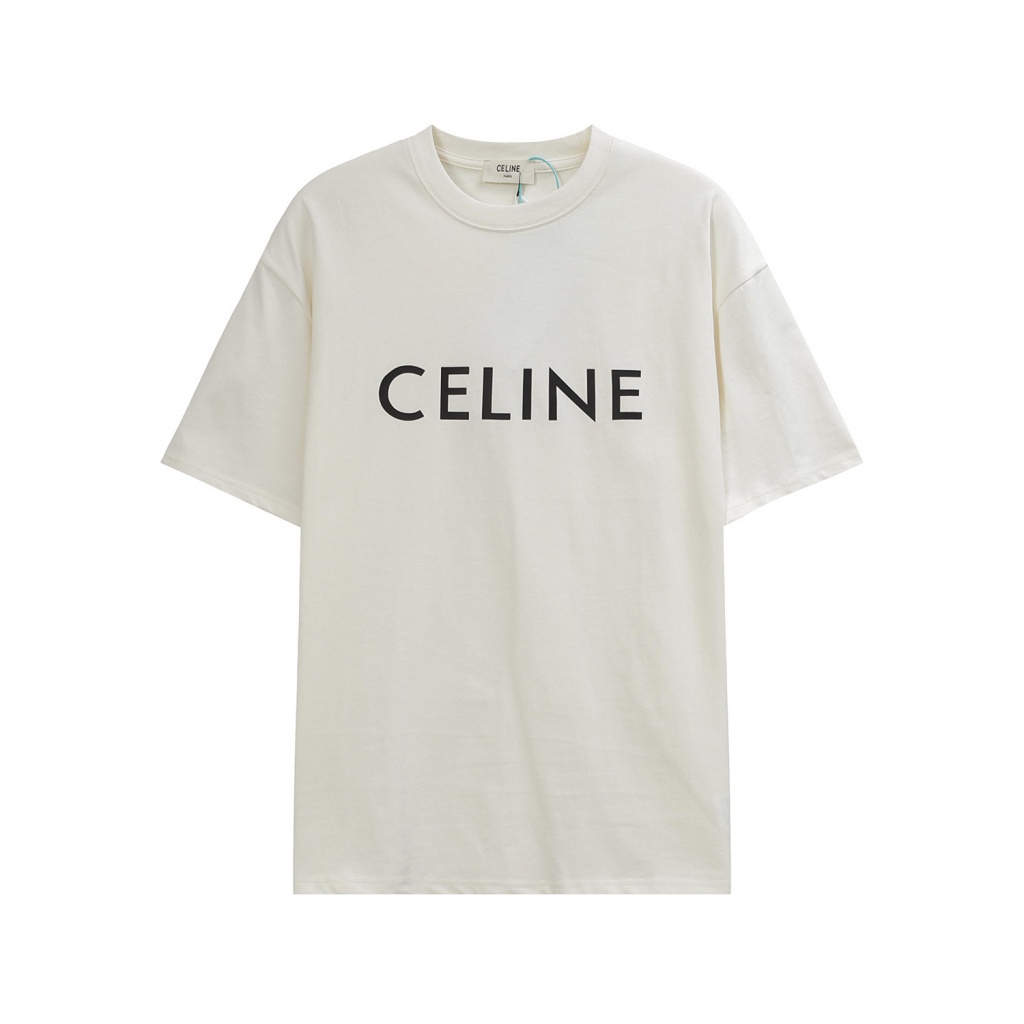CELIN.E23 early spring new fashion logo letter printing simple all-match slimming 240g Terry short sleeve t-shirt