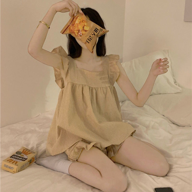 Bộ Đồ Ngủ Thiết Kế Mới Ngọt Ngào Thời Trang Mùa Hè Theo Phong Cách Hàn Quốc