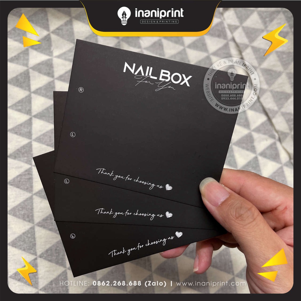 Bìa Giấy Nailbox - Thẻ Nail Box - Giấy Gắn Móng Tay Giả Giá Rẻ - ĐEN 1 MẶT