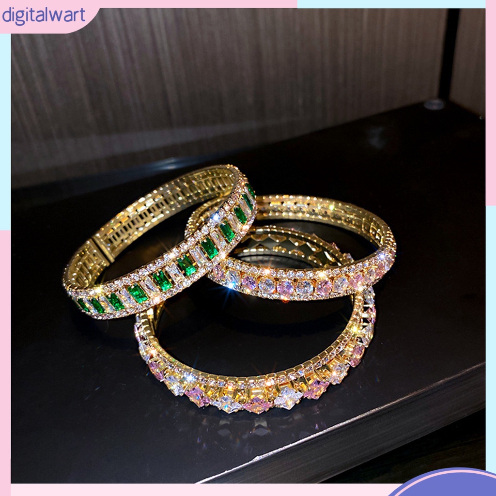 Vòng Tay Chuỗi Hạt Tròn Đính Đá Lấp Lánh Thời Trang Cho Nữ