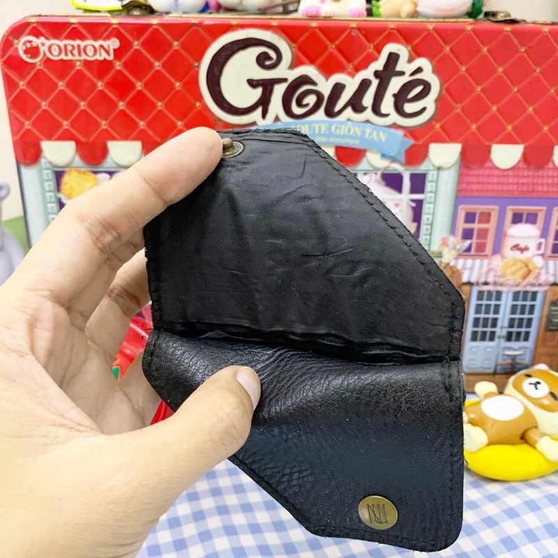 Ví da thật màu đen 2 ngăn