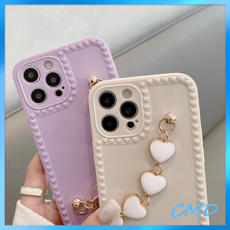 Ốp Lưng phone Vỏ điện thoại màu đồng với dây đeo hình trái tim Cho Iphone 6 / 6S / 6splus / se / 7 / 7plus / 8 / 8plus / X / xs / xsmax / 11 / 12 / 13 / 14 / Plus / pro / pro max-020