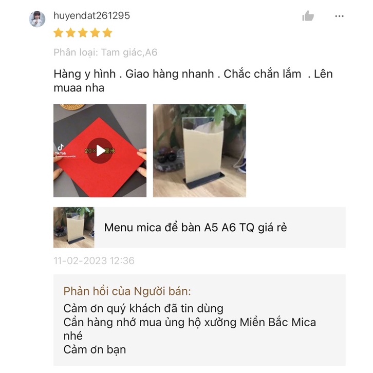 Menu Mica A4 Đứng và Ngang Giá Rẻ và Cao Cấp