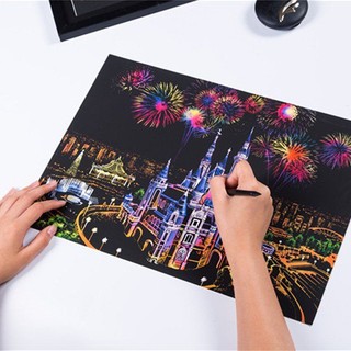 set 4 tấm scratch card tranh cạo post card