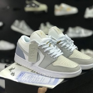 Giày Jordan 1 Low Paris Trắng Xám, JD1 Low Paris Cổ Thấp Gót Xanh Thời Trang Hot Hit 2021