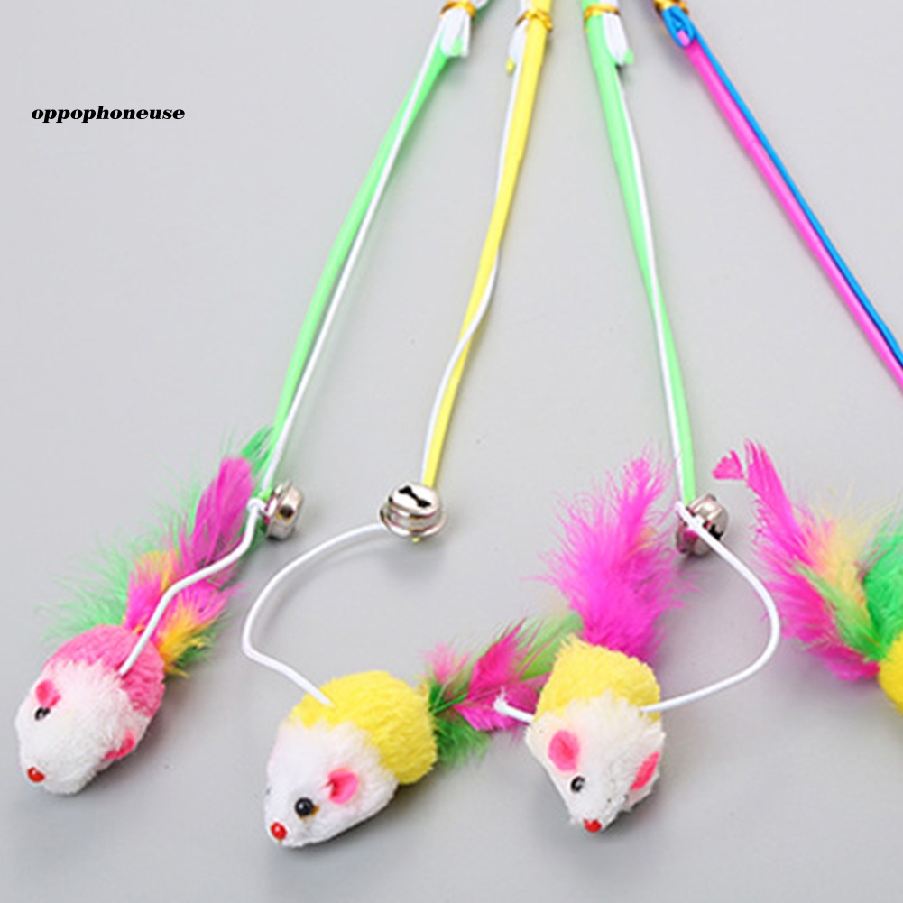 Đồ Chơi Cần Câu Đính Lông Vũ Hình Chuột Dễ Thương Cho Mèo Cưng OPPO