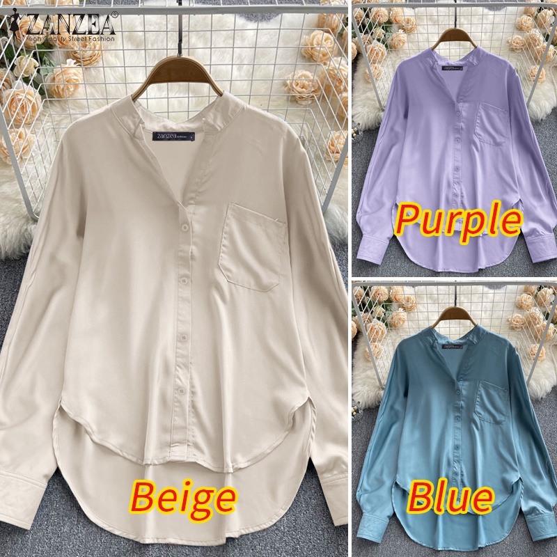 Zanzea Áo Sơ Mi Tay Dài Cổ Chữ V Thời Trang Quyến Rũ Cho Nữ