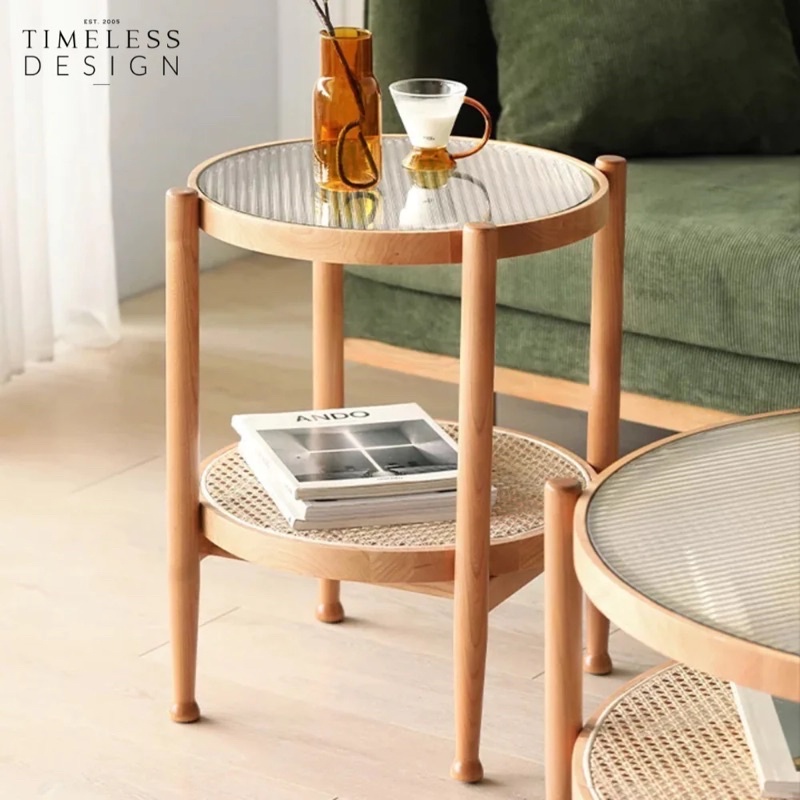 (ẢNH THẬT)Bàn trà sofa, kệ đầu giường, side table, end table chất liệu gỗ tự nhiên và mây phong cách minimalist decor