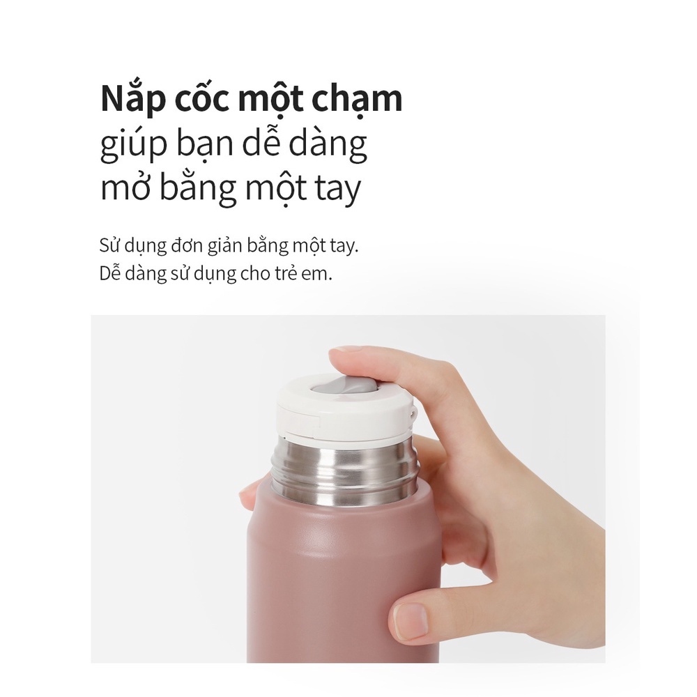 Bình giữ nhiệt LocknLock 505ml Maman Cup Vacuum Bottle nắp dùng làm cốc nước uống LHC1487 màu hồng - K-MALL