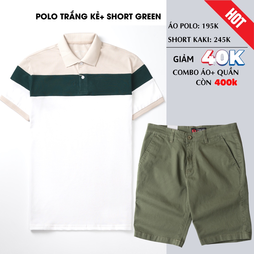 [Giảm 40k combo] áo polo nam và quần short kaki owen chất cotton mềm mại thấm hút mồ hôi form regular trẻ dtrung