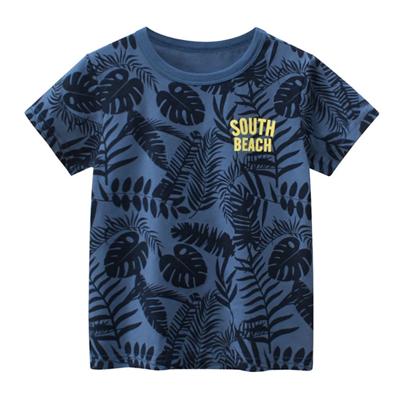 Áo Thun Cotton Tay Ngắn In Cá Mập Hoạt Hình Thời Trang Mùa Hè 3 Màu Dành Cho Trẻ Em