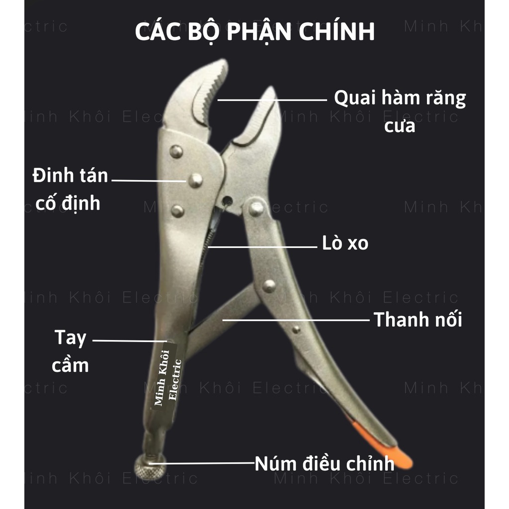 Kìm Bấm Chết Asaki AK-8255 10''(25cm), kìm chết bấm xích mỏ oval, kim bấm hầm mũi cong