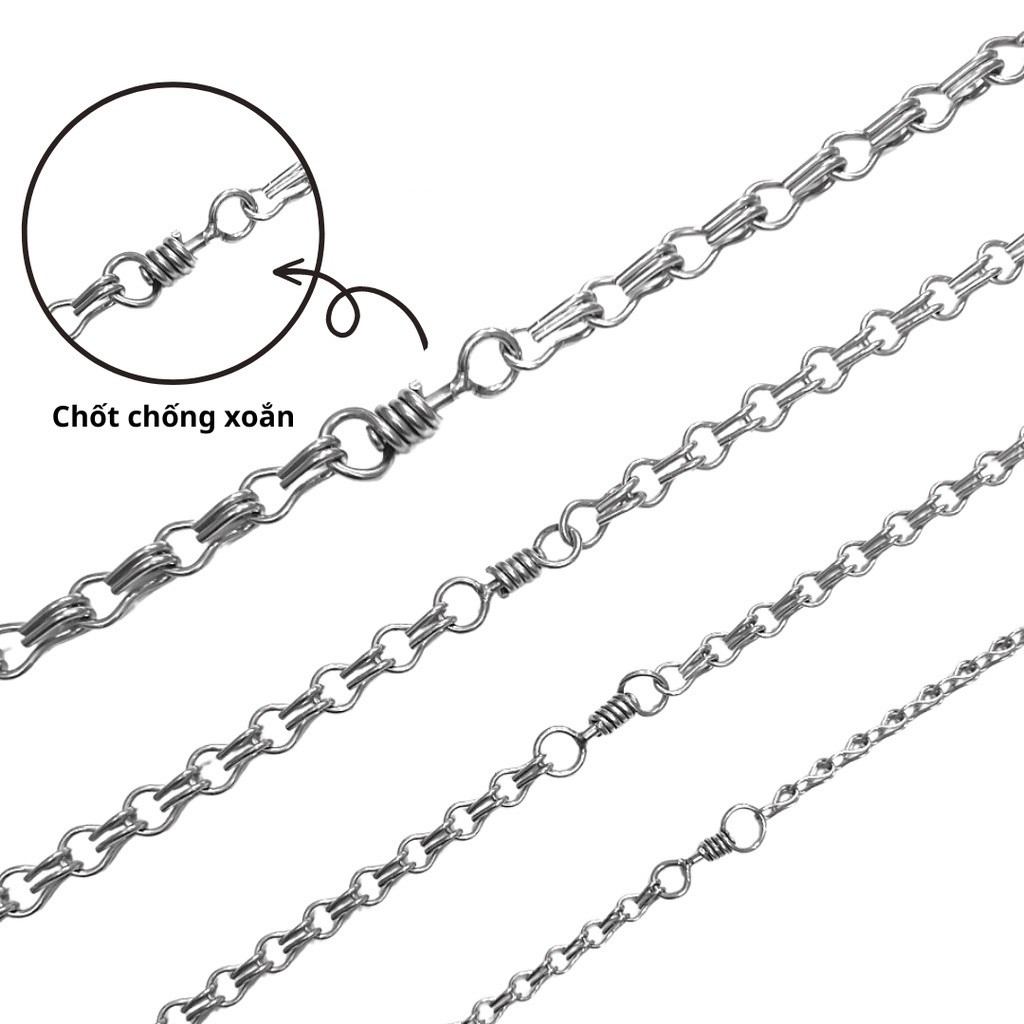 Dây Xích Inox Cho Chó Mèo Không Gỉ Có Chống Xoắn, Dây Xích Inox Cho Chó, Xích Chó Mèo Inox Các Cỡ - BomPet