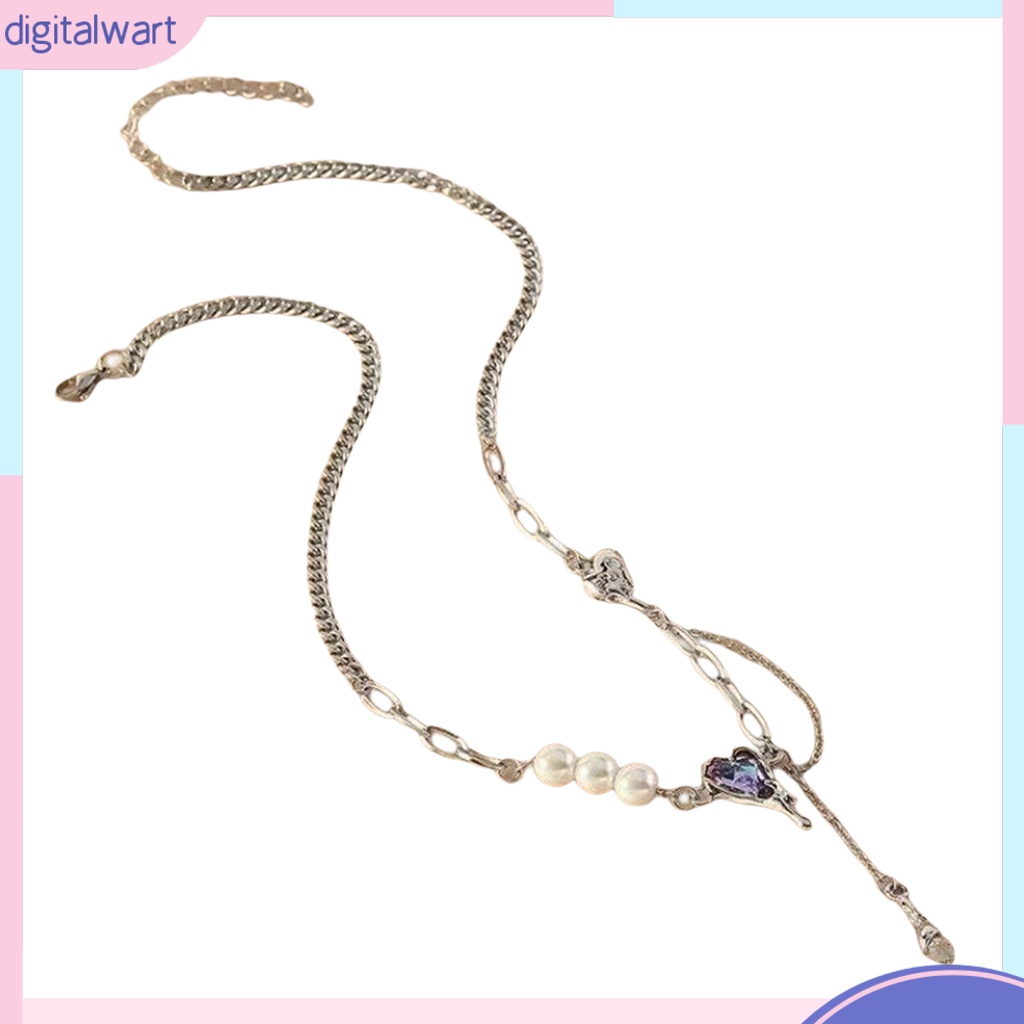 [DIWA] Vòng cổ Mặt Hình Trái Tim Đính Pha Lê Giả Phối Tua Rua Mạ Điện Trang Trí Phong Cách Cuộc Sống Hàng Ngày