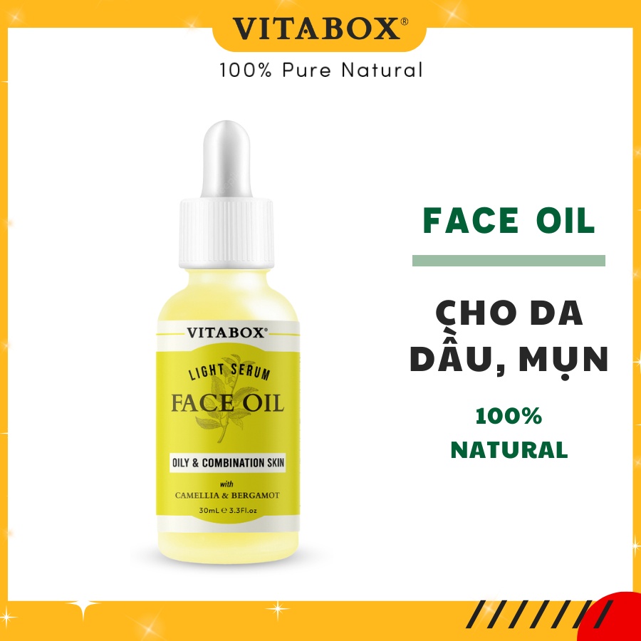Dầu dưỡng cho da nhờn và hỗn hợp VITABOX Light Serum Face Oil, dưỡng ẩm ngừa mụn sáng da- 30mL