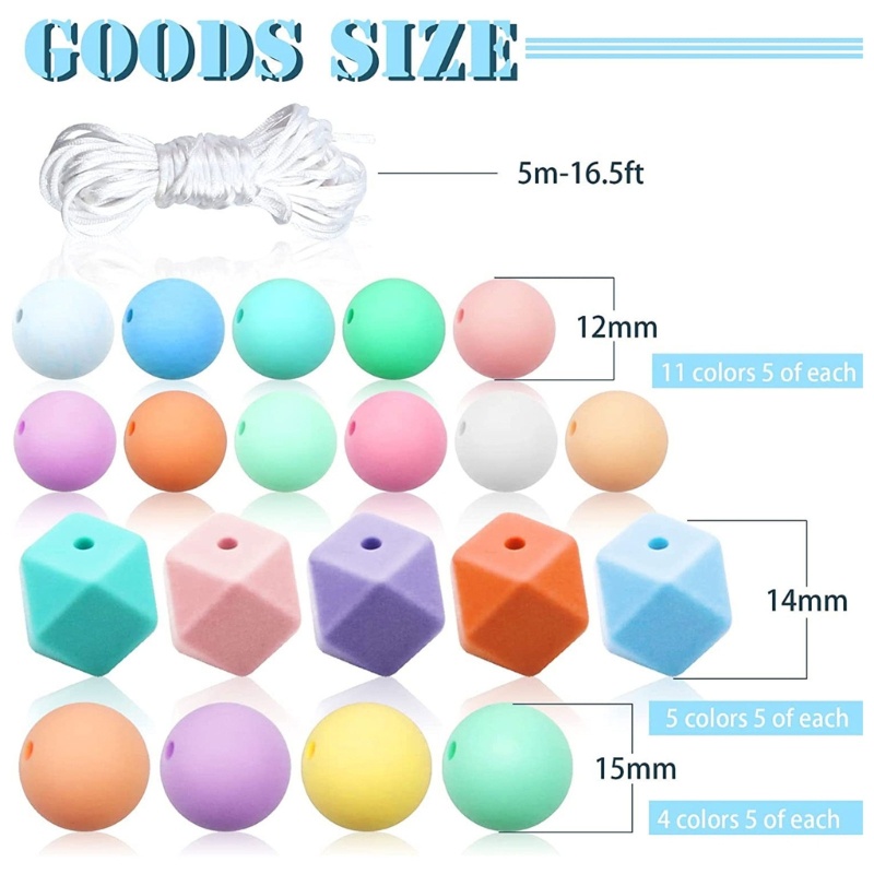 Set 101 Hạt Silicone Xỏ Lỗ Dùng Để Làm Đồ Trang Sức Thủ Công