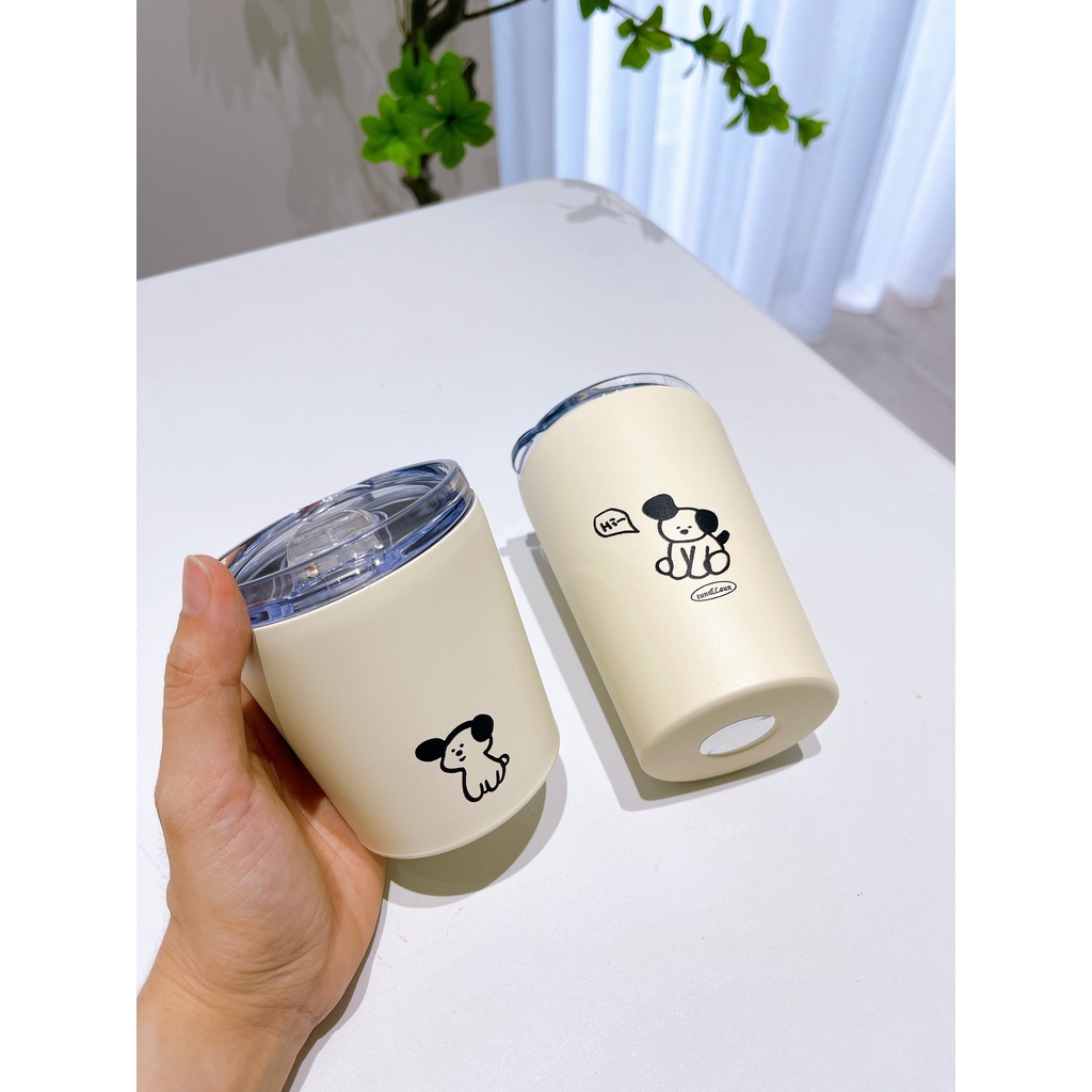 Ly giữ nhiệt in hình cún yêu 240ml-360ml