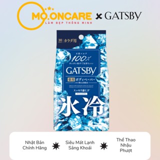 Khăn Giấy Ướt Khử Mùi Diệt Khuẩn Gatsby Nhật Bản/ Bạc Hà Khô Thoáng Mát Lạnh Gói 30 Tờ - khăn ướt tắm khô, thể thao
