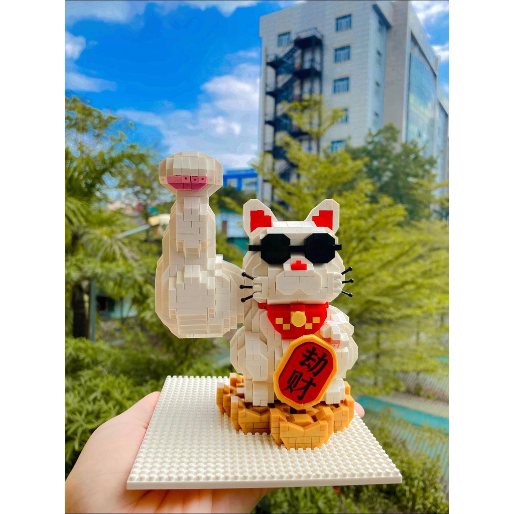 Lắp ráp mô hình le go mèo thần tài, HỔ CON múa Kỳ Lân, Kỳ Lân vui tết trung thu cho bé. decor bàn làm việc