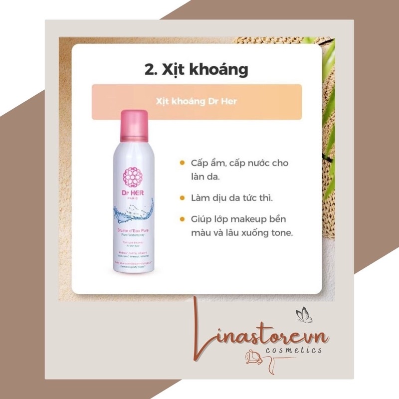 Xịt Khoáng cấp ẩm, làm dịu mát da Dr Her Paris 150ml