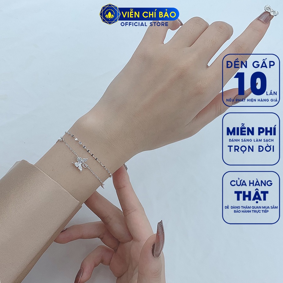 Lắc tay bạc nữ cánh bướm 2 dây chất liệu bạc 925 thời trang phụ kiện trang sức Viễn Chí Bảo L400557