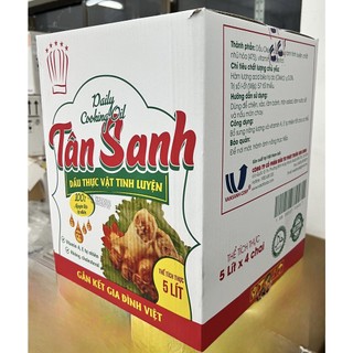 1 Thùng 4 Chai Dầu ăn Tân Sanh Chiên Giòn Thượng Hạng Loại Chai 5 Lít (4 Chai - 20Lít)