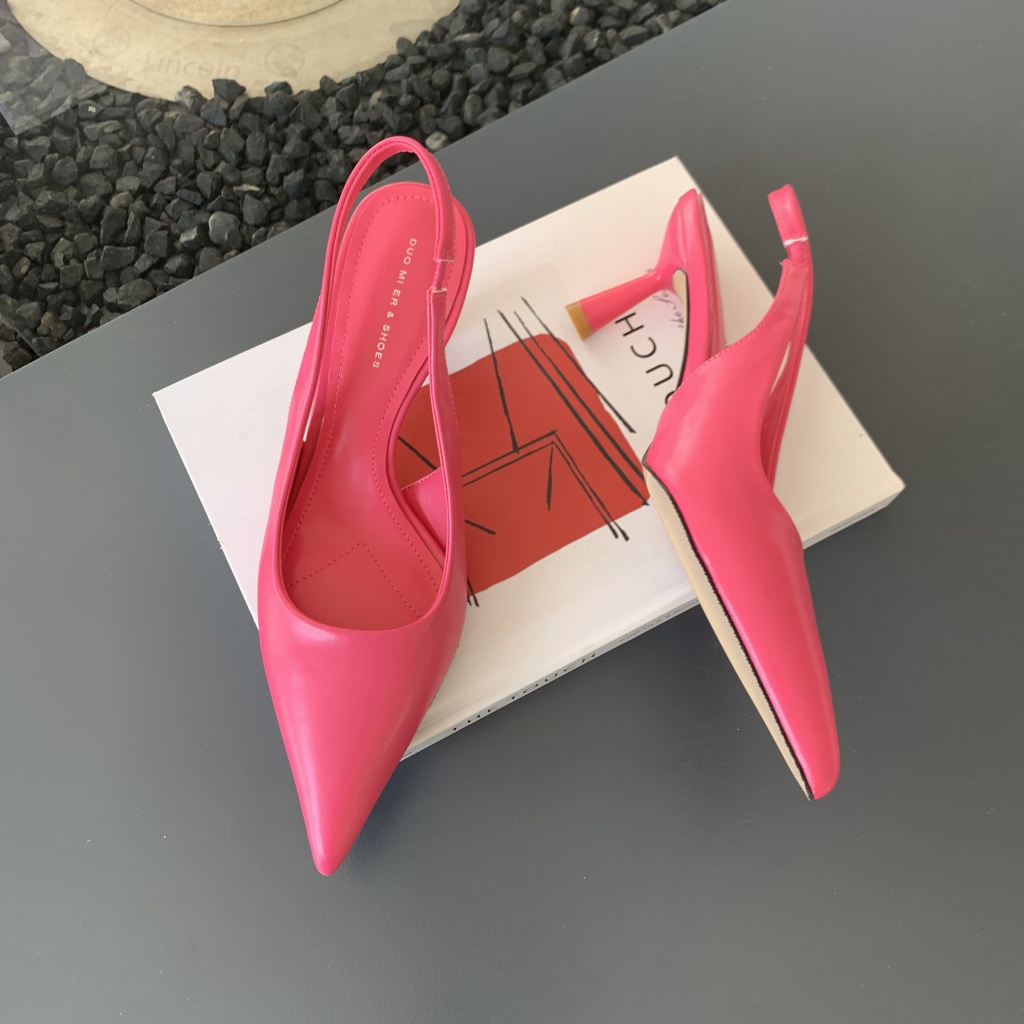 Giày Sandal Cao Gót Mũi Nhọn Phối Khóa Thời Trang Pháp 2023 Cho Nữ