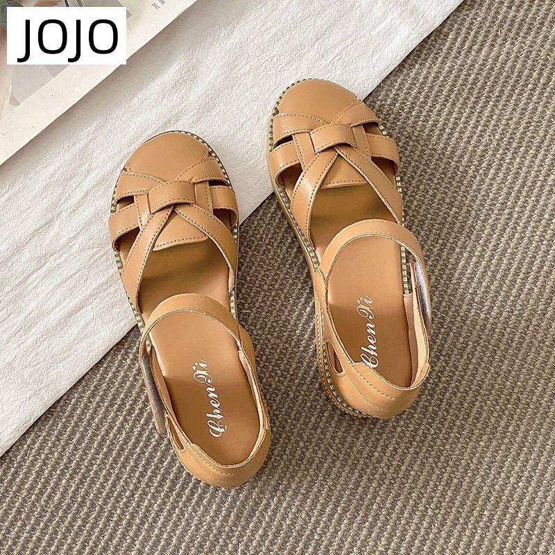 Giày Sandal Hở Ngón Đế Bằng Thiết Kế Đục Lỗ Thoáng Khí Phong Cách Roman Thời Trang Mới Cho Nữ